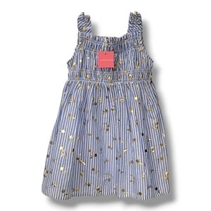 Isaac Mizrahi Blue And White Stripe Sun Dress With Gold Cherries - Size 2T